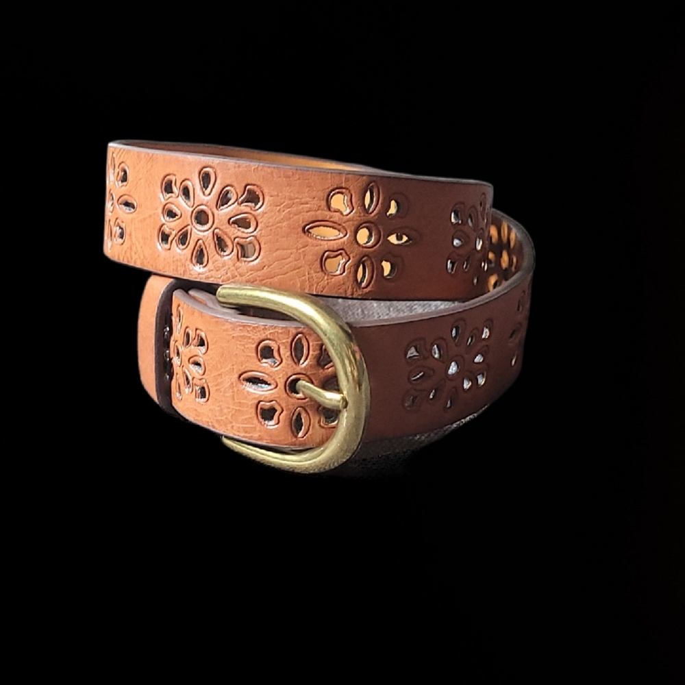 Women's Brown Flowered Belt
